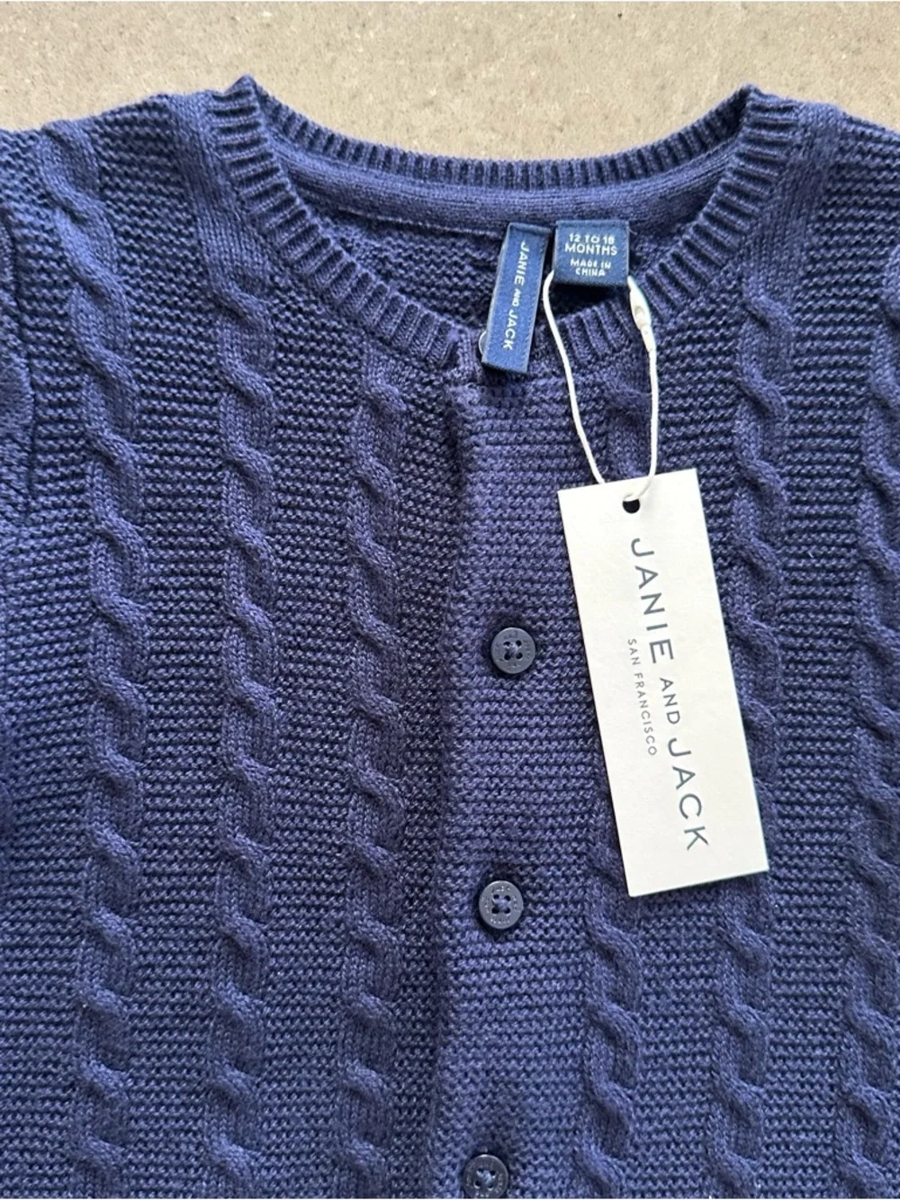 Janie and Jack Navy Cable Knit Cardigan